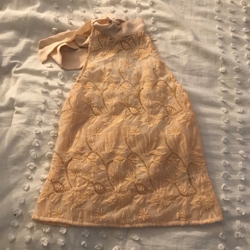 NWT Free People Soft Shimmers Cami Beaded Halter Top